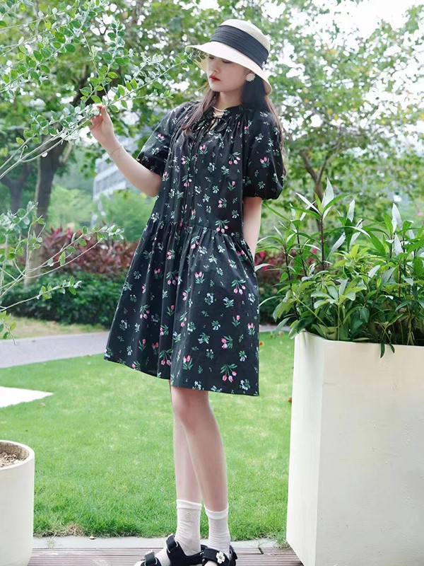 梵凯女装2023春夏季黑色衬衫裙