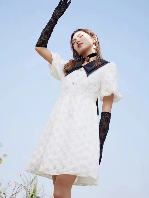 梵凯女装2023春夏季白色连衣裙