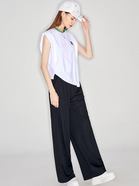 摩凡女装2023春夏季黑色阔腿裤