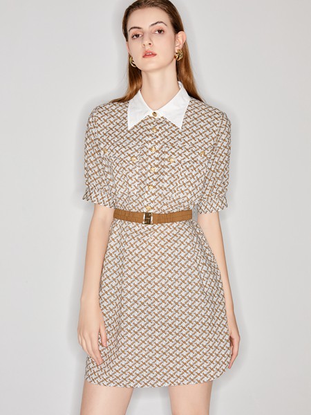 摩凡女装2023春夏季灰色连衣裙