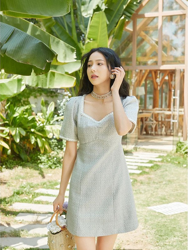 DD女装2023春夏季灰色连衣裙