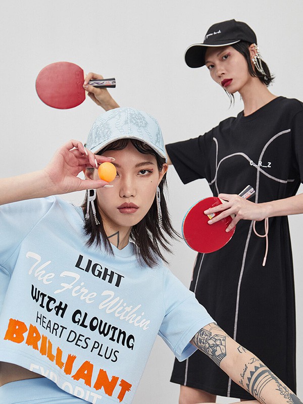 CRZ女装2023春夏季蓝色T恤