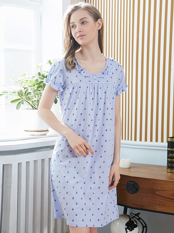 韩彩内衣2023春夏季蓝色家居服