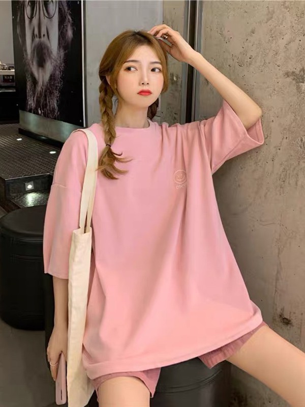 代尔缔诗女装2023春夏季粉色T恤