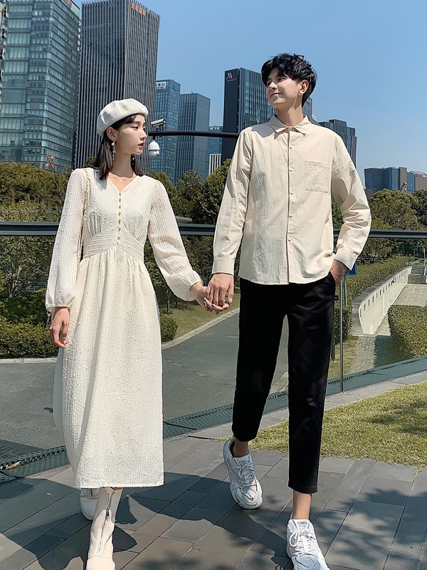 CUSAND休闲装2023春夏季白色连衣裙