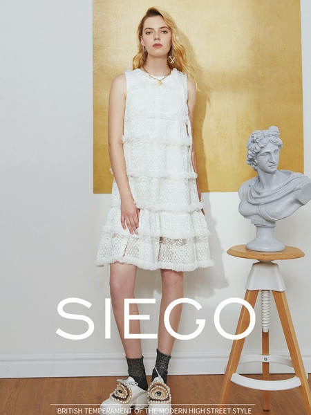 西蔻女装2023春夏季白色连衣裙