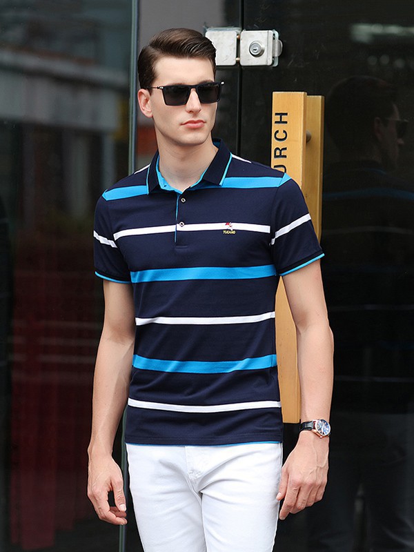 啄木鸟男装2023春夏季黑色polo衫