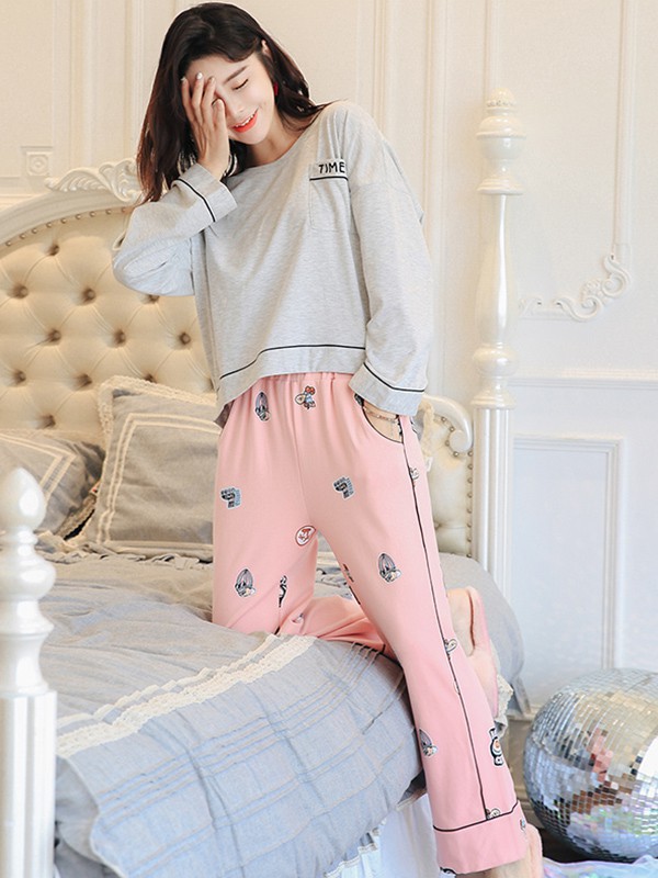 玉茄子2023春夏季粉色家居服