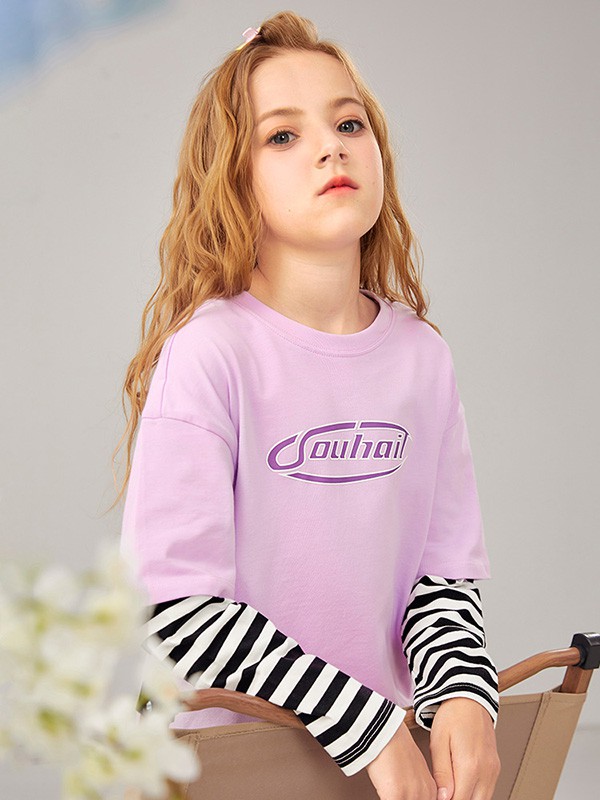 水孩儿童装2023春夏季粉色T恤