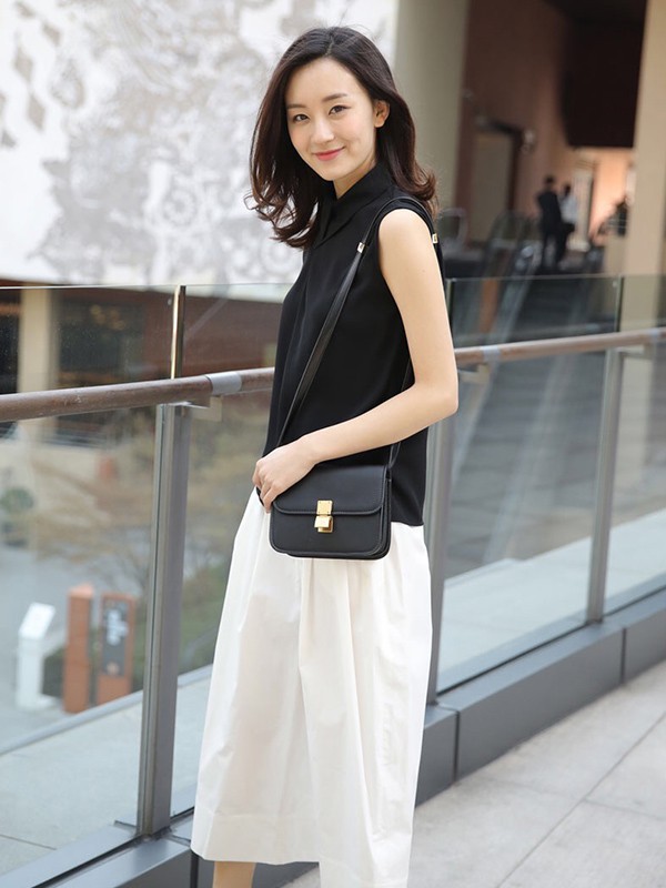 奥柔拉女装2023春夏季黑色背心