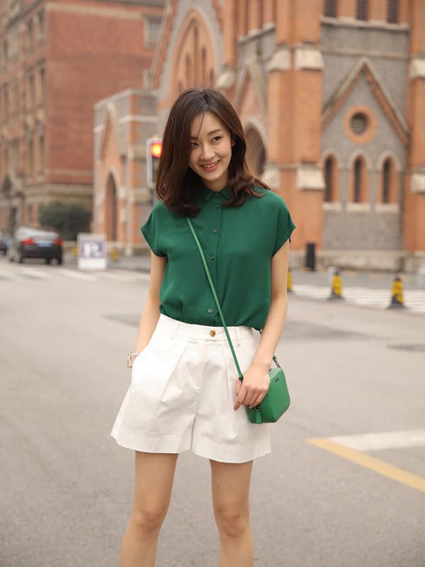 奥柔拉女装2023春夏季白色短裤