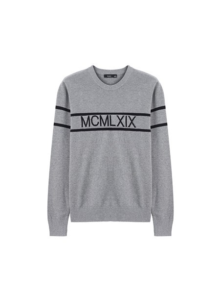 堡狮龙休闲装2022秋冬季灰色毛衣