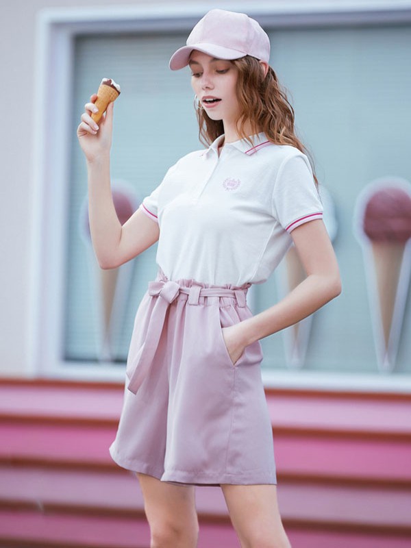 堡狮龙休闲装2023春夏季白色polo衫