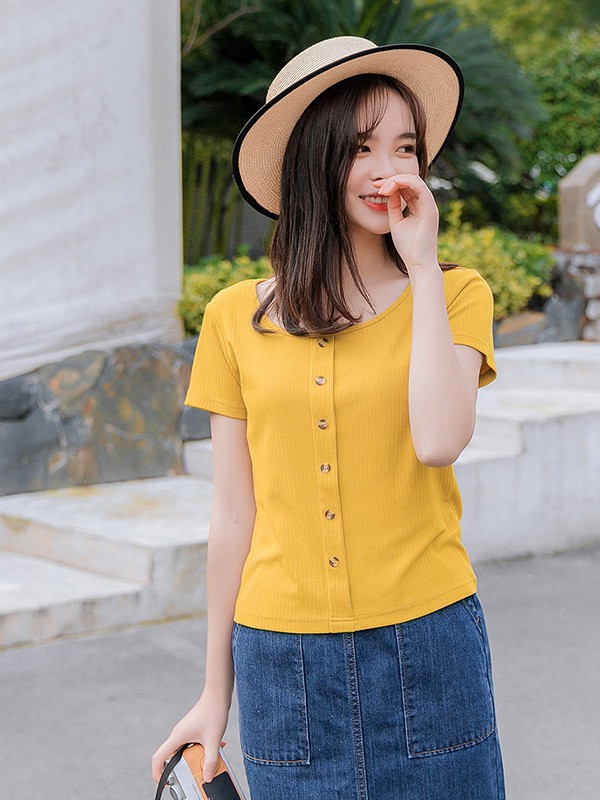 艾夫斯休闲装2023春夏季黄色衬衫