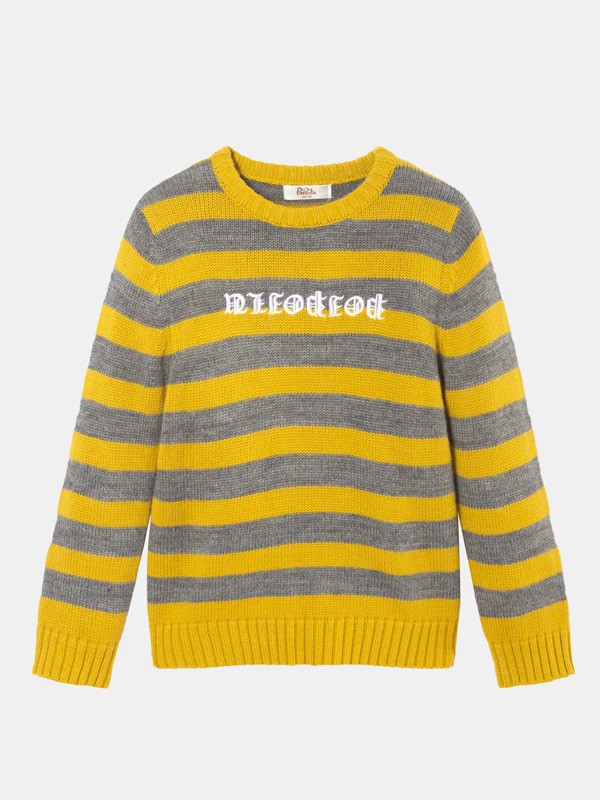 泡泡噜童装2022秋冬季黄色毛衣