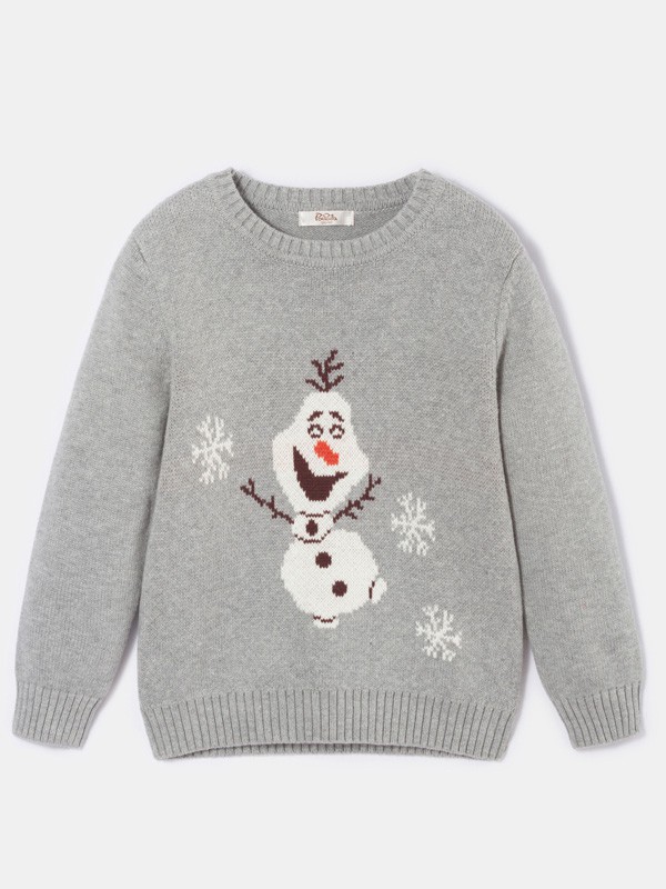 泡泡噜童装2023秋冬季灰色毛衣