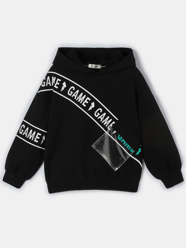 泡泡噜童装2022秋冬季黑色卫衣