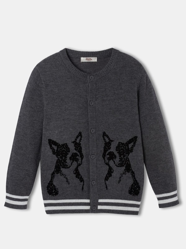 泡泡噜童装2022秋冬季黑色毛衣