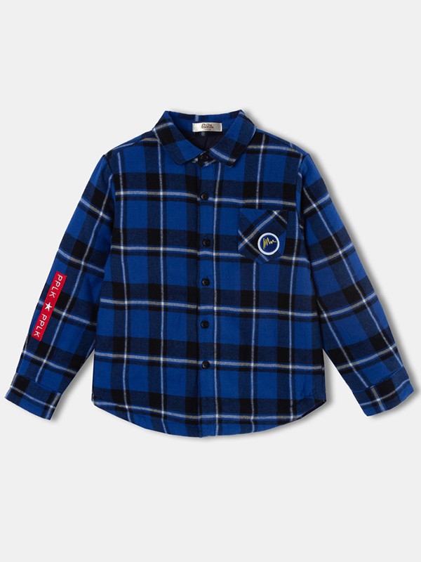 泡泡噜童装2022春夏季藏蓝色衬衫