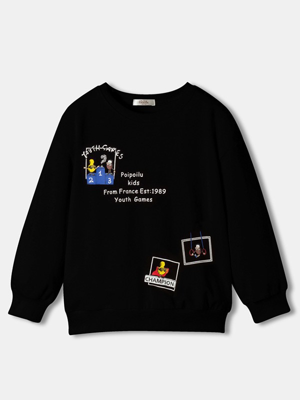 泡泡噜童装2022秋冬季黑色T恤