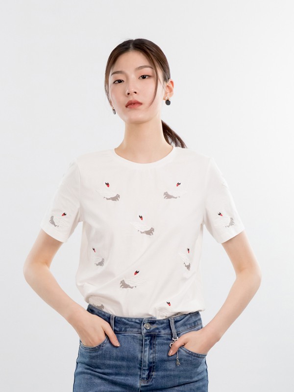 红人女装2023春夏季白色T恤