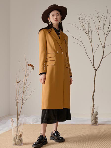 梦奴娇女装2023春夏季黄色大衣