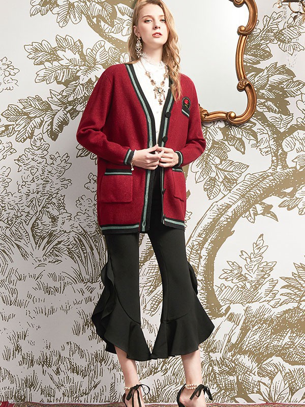 斐格思女装2023春夏季红色针织衫