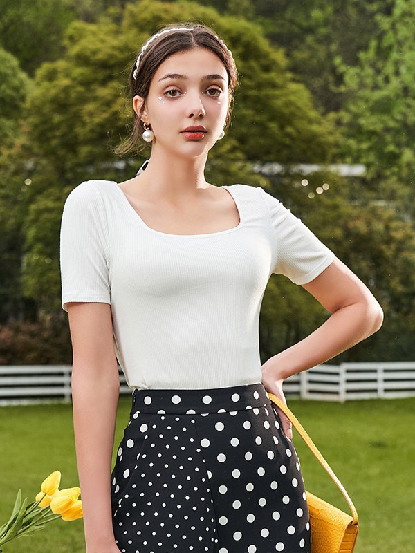 佳人苑女装2023春夏季白色T恤