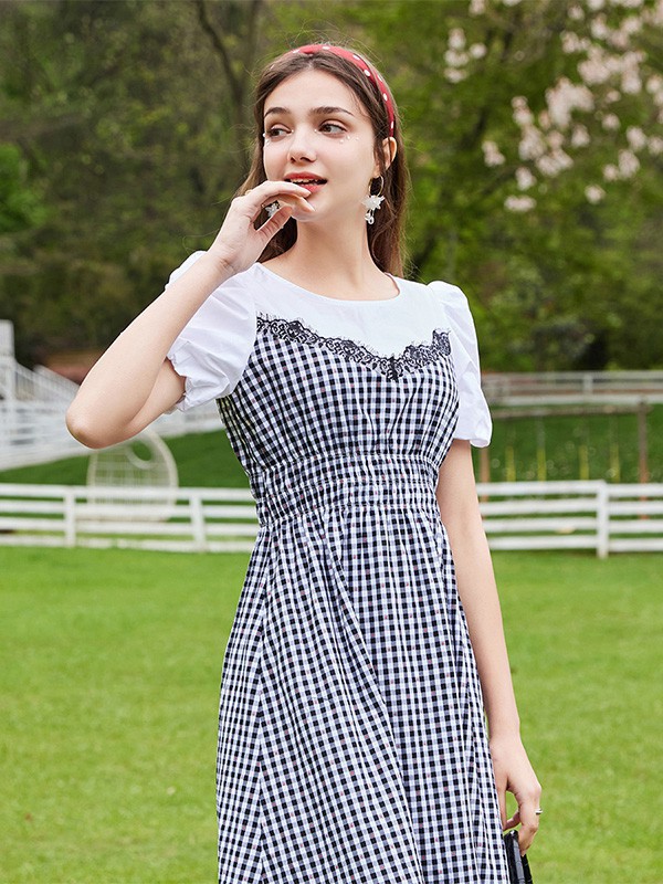 佳人苑女装2023春夏季白色连衣裙