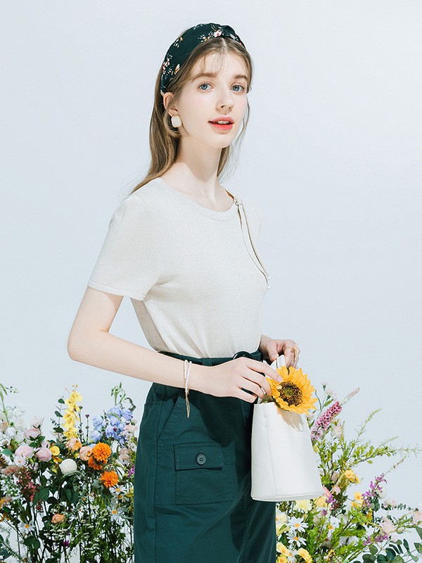 佳人苑女装2023春夏季白色T恤