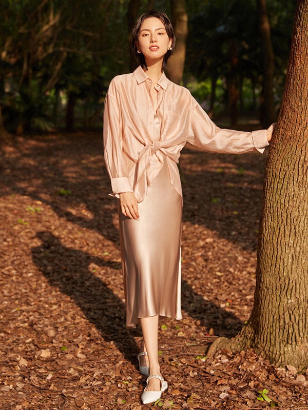 纳薇2023春夏季粉色包臀裙