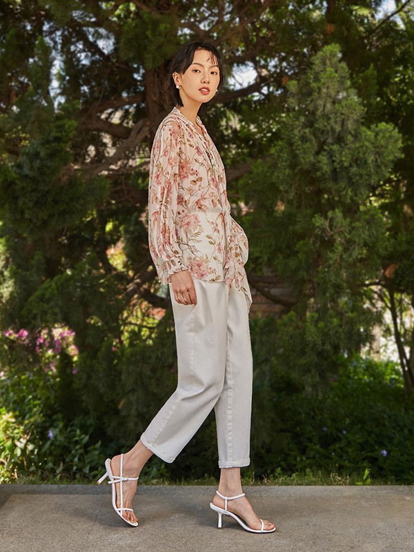 纳薇女装2023春夏季白色长裤