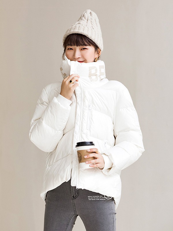 碧可女装2022秋冬季白色棉服