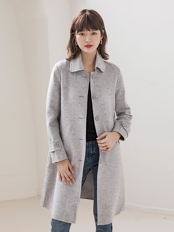 碧可女装2022秋冬季灰色大衣