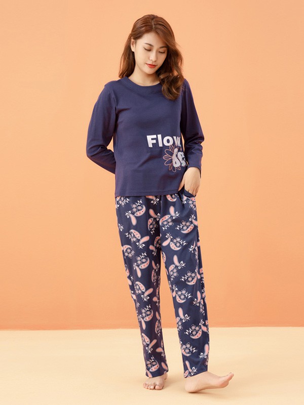 雪仙丽2022秋冬季藏蓝色家居服