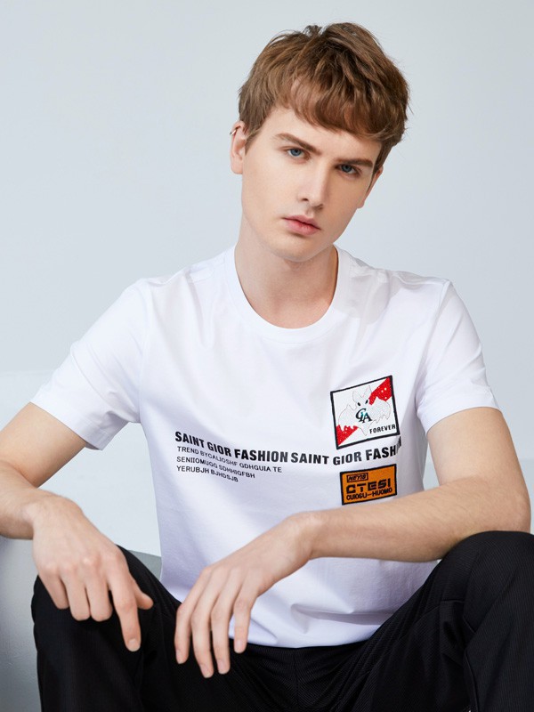 圣吉奥男装2023春夏季白色polo衫