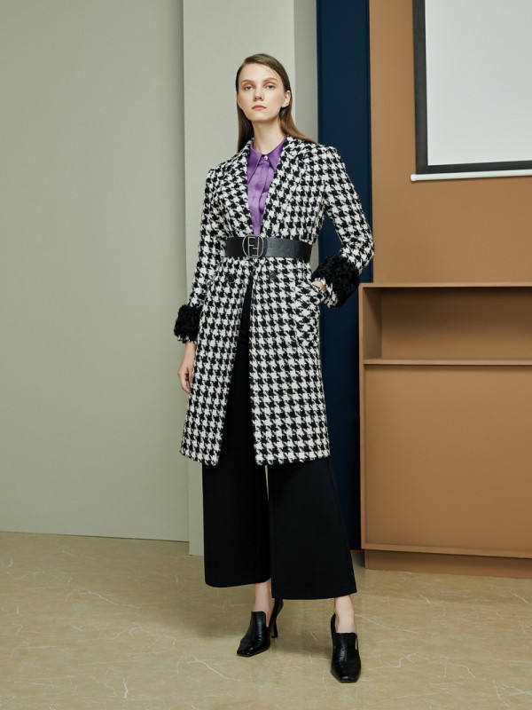 羽沙国际女装2022秋冬季黑色阔腿裤