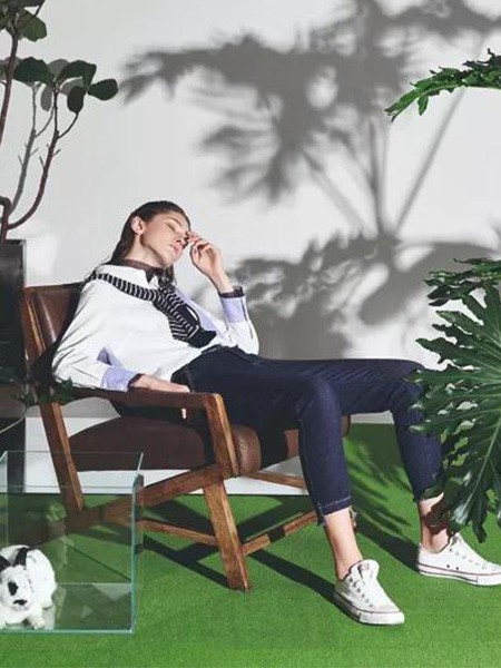 艺素女装2023春夏季藏蓝色长裤