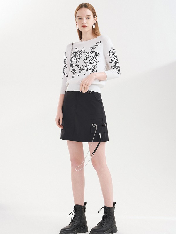 诗篇女装2023春夏季白色T恤