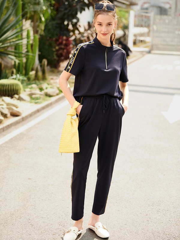 诗篇女装2023春夏季黑色运动装