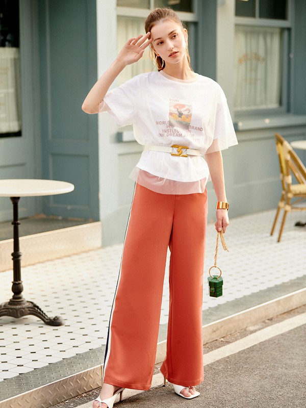 诗篇女装2023春夏季白色T恤