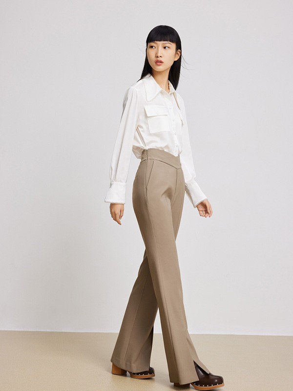 Lily女装2023春夏季驼色长裤