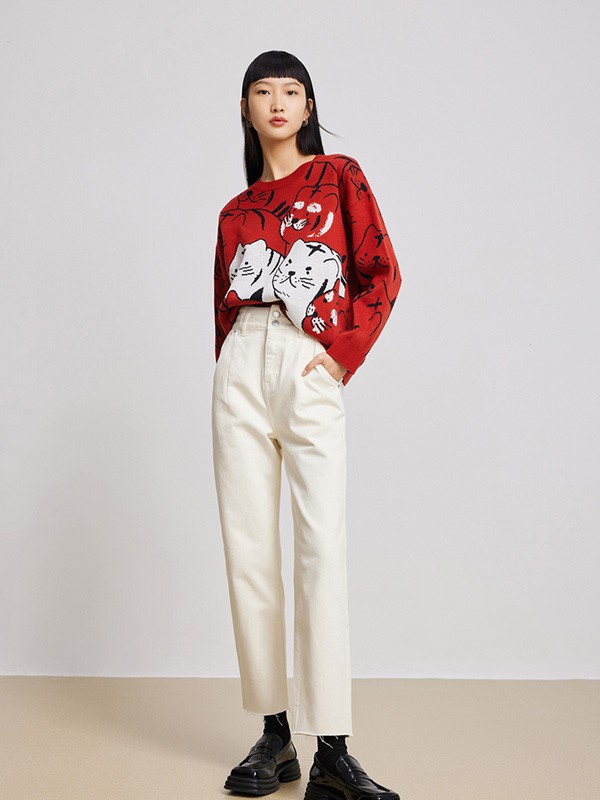 Lily女装2023春夏季白色长裤