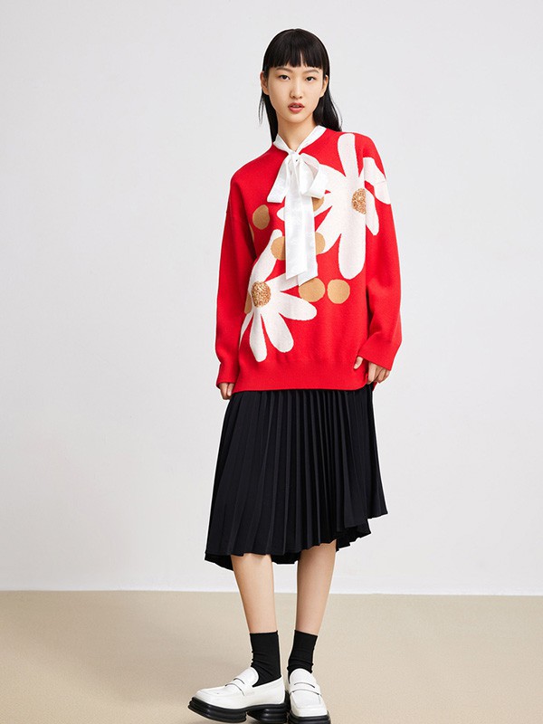 Lily女装2023春夏季红色T恤