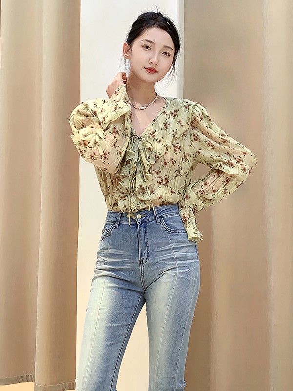 谜菲女装2023春夏季黄色休闲裤