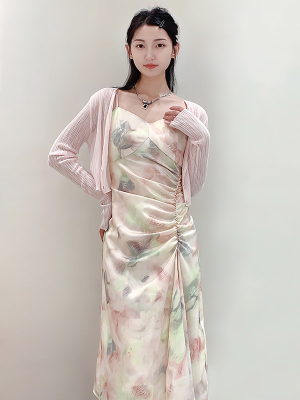 谜菲女装2023春夏季白色吊带裙