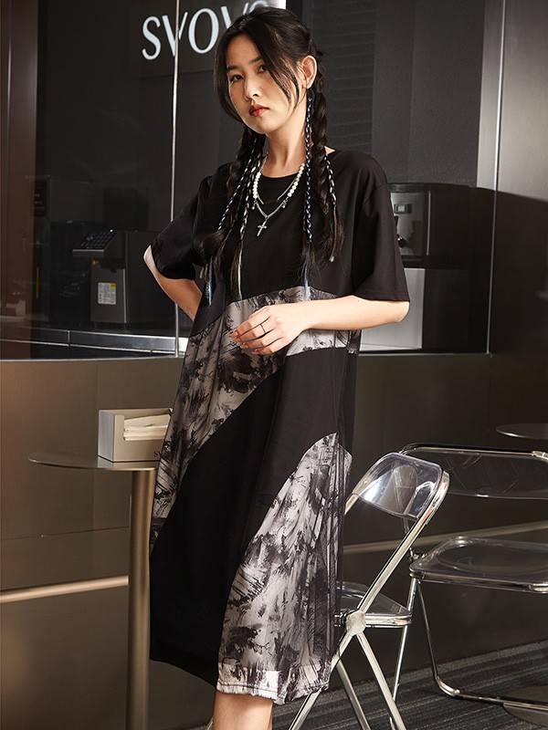SVOVS男装2023春夏季黑色连衣裙