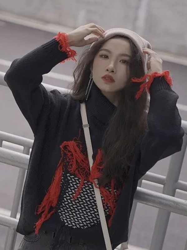 汐曼女装2022秋冬季黑色卫衣