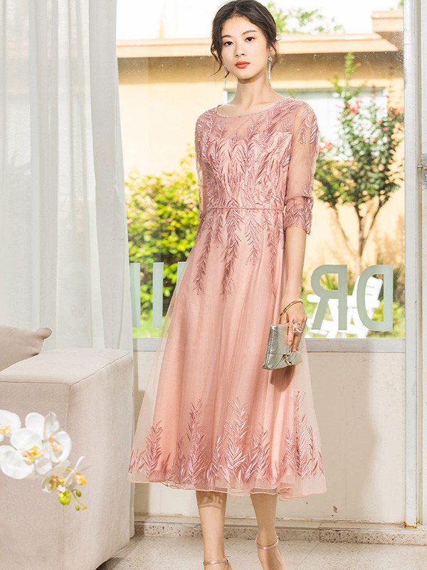 umisky/young2023春夏季粉色连衣裙