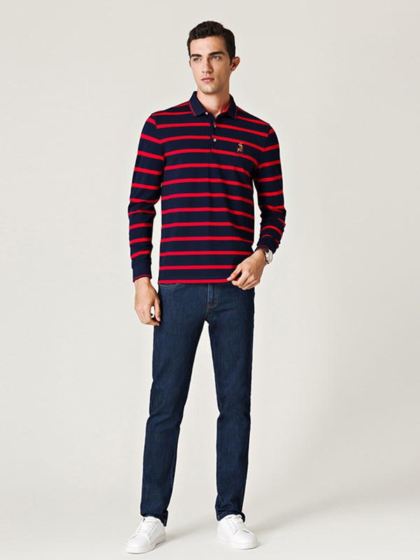 名盾男装2022秋冬季酒红色衬衫